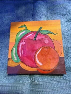 Colorful Fruit Still Life Painting - Red, Orange, Green